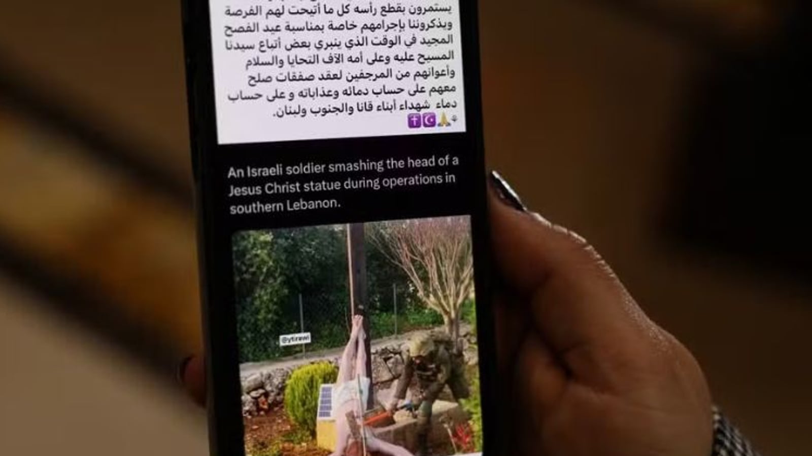 Israel disciplina militares que danificaram Cristo no Líbano; exército reafirma respeito